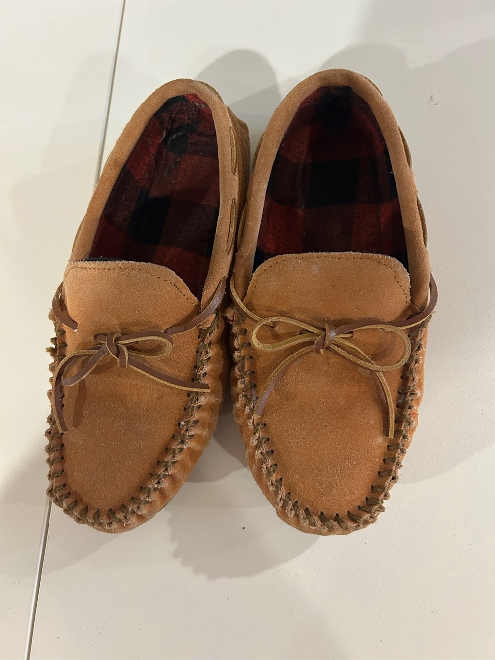 Women's Suede Moccasin Slippers in Tan